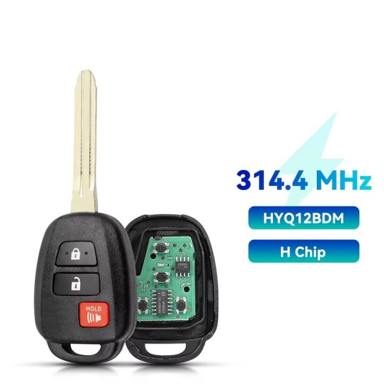 2013-2019 Toyota / 3-Button Remote Head Key / HYQ12BDM / (H CHIP) (AFTERMARKET)